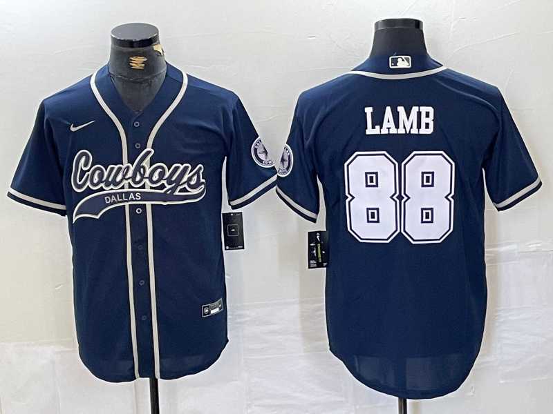 Men%27s Dallas Cowboys #88 CeeDee Lamb Navy Cool Base Stitched Baseball Jersey->detroit lions->NFL Jersey